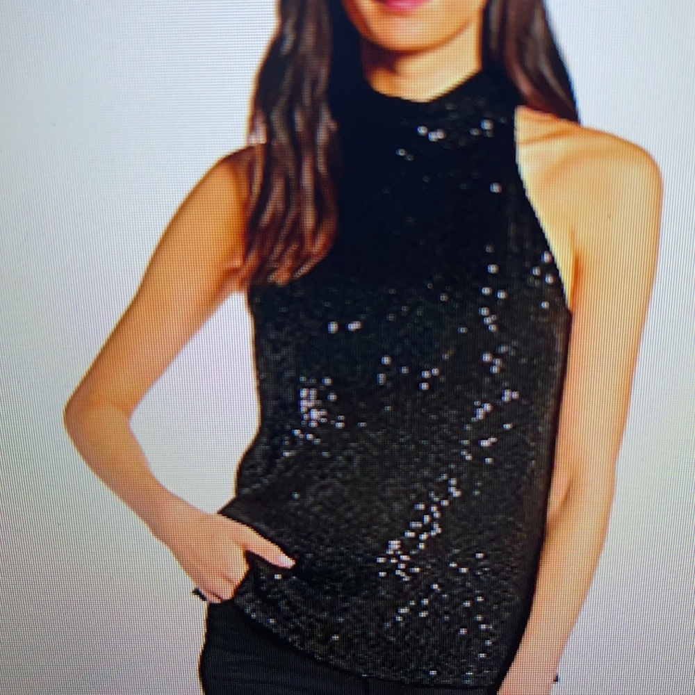 Black sequin halter top in black from the brand watcher